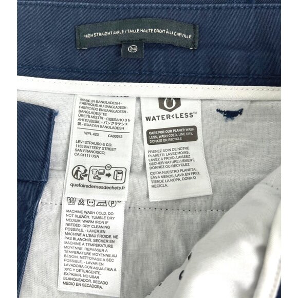 Dockers Womens High Straight Fit Ankle Weekend Chino Pants Blue Cotton Blend 34 - Picture 5 of 16